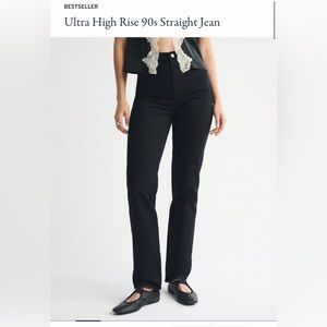 Abercrombie & Fitch 90’s straight ultra high rise jet black jeans
